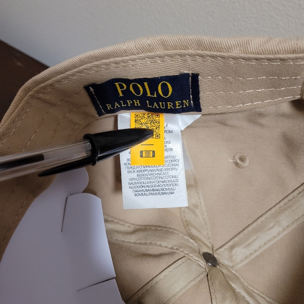 Ralph Lauren The Iconic Cotton Chino Tan Khaki Baseball Cap - Picture 9 of 10